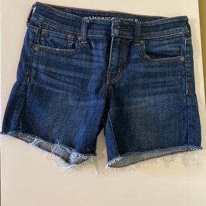 American Eagle dark denim midi jean shorts